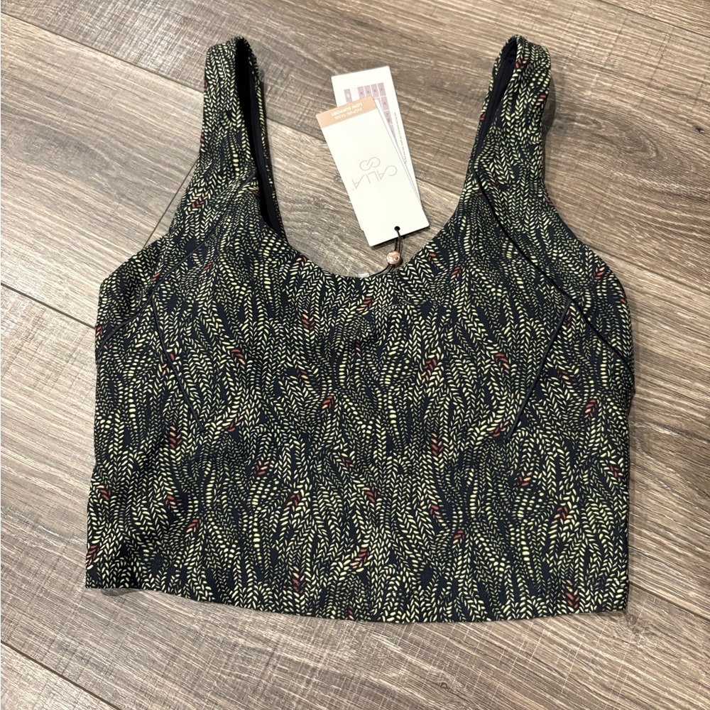 CALIA by Carrie Underwood Green and Black Fitted Crop Sports Bra - Picture 3 of 4